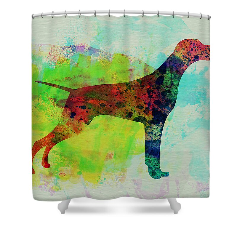Setter Pointer Shower Curtain featuring the painting Setter Pointer Watercolor by Naxart Studio