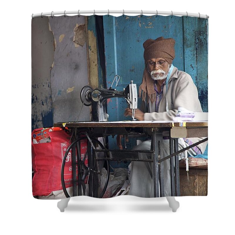 India Shower Curtain featuring the photograph Sewn Before Blue by Lee Stickels