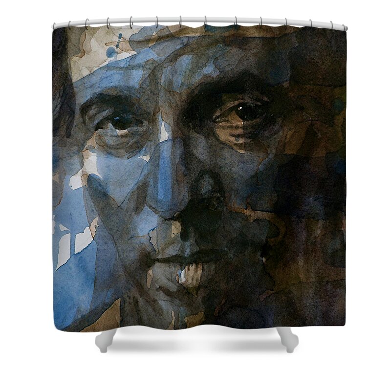 Bruce Springsteen Shower Curtain featuring the painting Shackled and Drawn by Paul Lovering