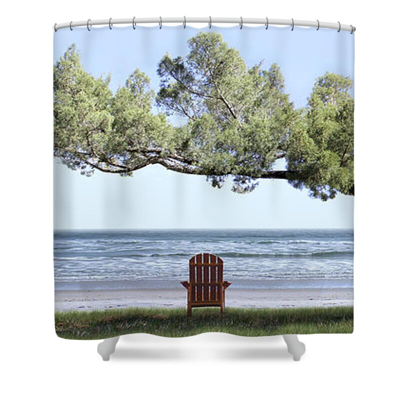 Shade Tree Shower Curtain featuring the photograph Shade Tree Panoramic by Mike McGlothlen