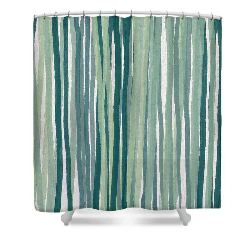 Contemporary Art Shower Curtain featuring the digital art Shades of Blue by Aged Pixel