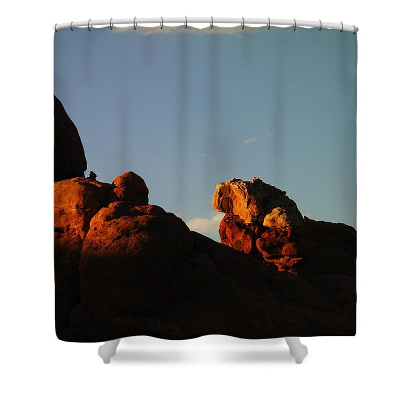 Rocks Shower Curtain featuring the photograph Shadows On Stone by Jeff Swan