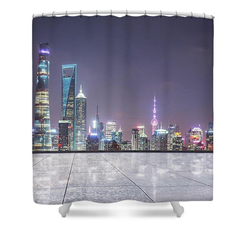 Scenics Shower Curtain featuring the photograph Shanghai City Scape Of Lujiazui by Qiang Fu