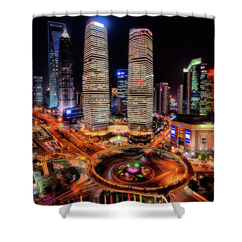 Financial District Shower Curtain featuring the photograph Shanghais Financial City Center by Mimo Khair Photography