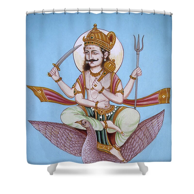 Lord Shani Shower Curtain By Dinodia Pixels