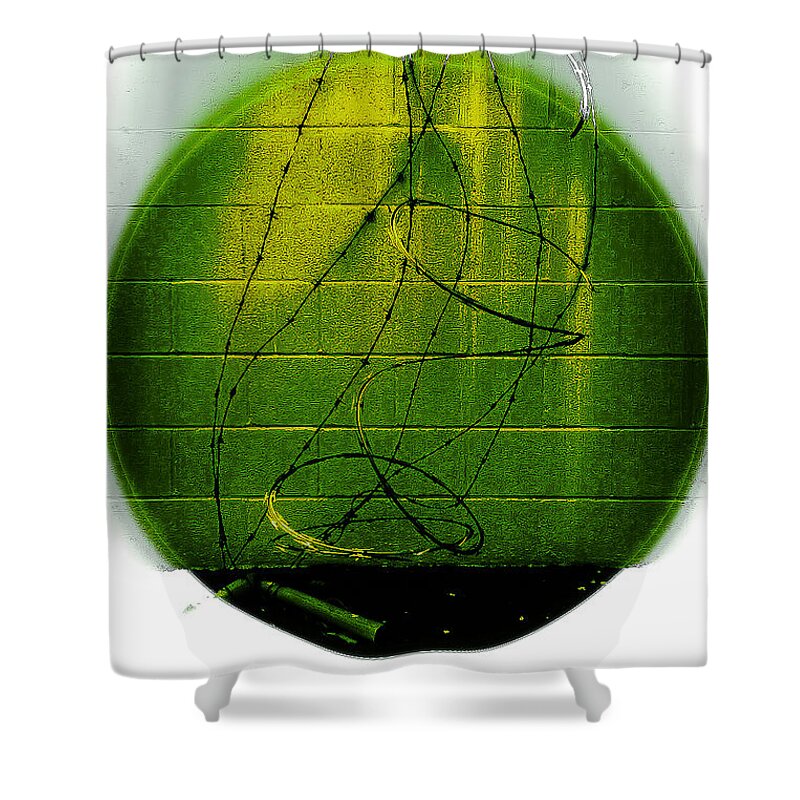 Abstract Shower Curtain featuring the digital art Shape No.101 Greenish Version by Fei A