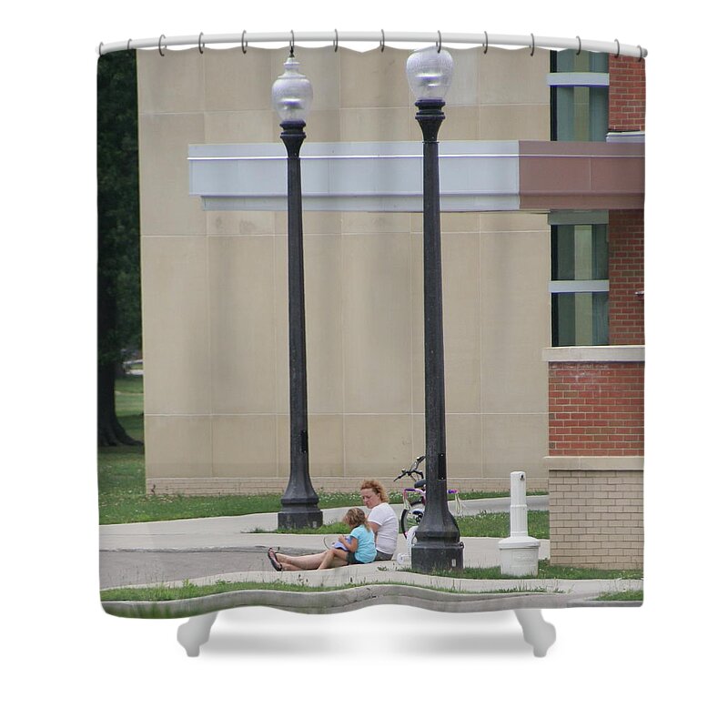 Two Unrecognizable People One Woman Shower Curtain featuring the photograph Sharing a moment by Valerie Collins