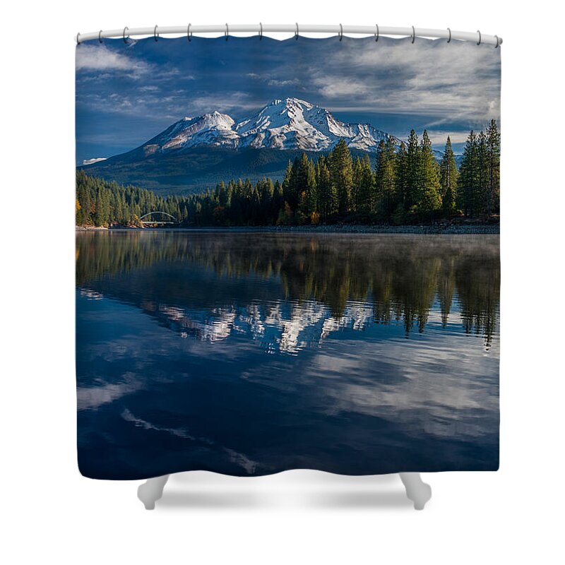 Mount Shasta Shower Curtain featuring the photograph Shasta and Lake Siskiyou by Greg Nyquist
