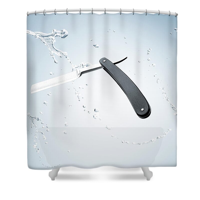 Sharp Shower Curtain featuring the photograph Shaving Razor Blade by Maarten Wouters