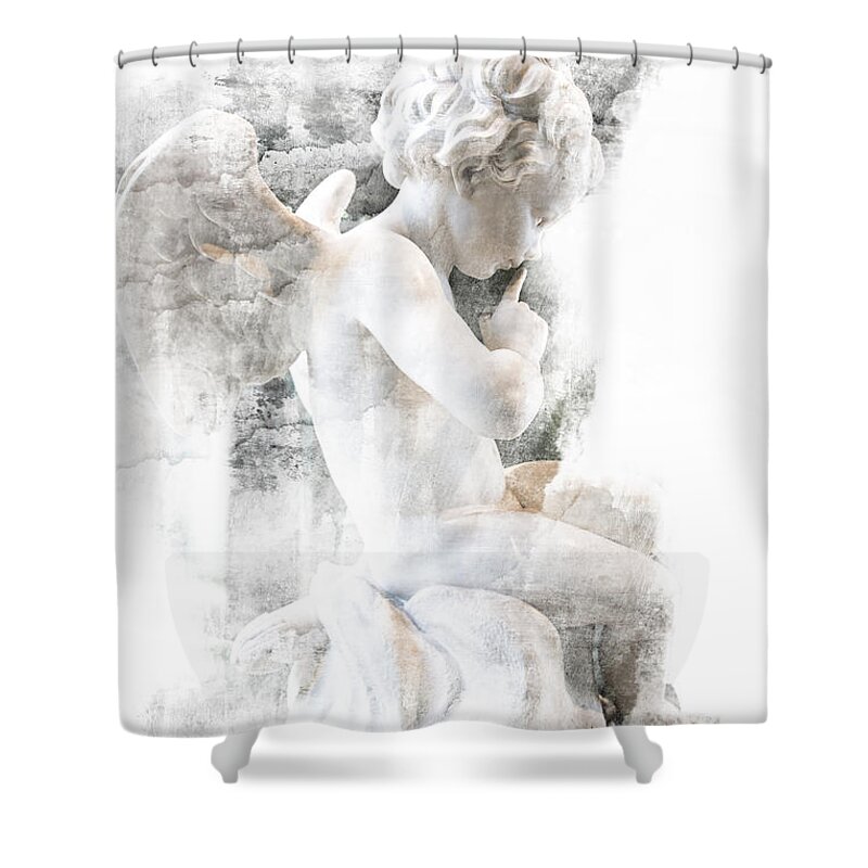 Cherub Shower Curtain featuring the photograph Shhhhh by Evie Carrier