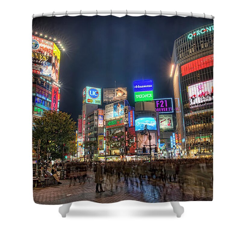 Built Structure Shower Curtain featuring the photograph Shibuya Crossing by Daniel Chui