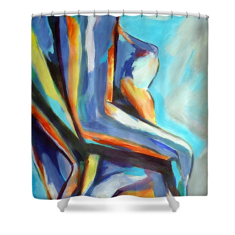 Nude Figures Shower Curtain featuring the painting Shine by Helena Wierzbicki