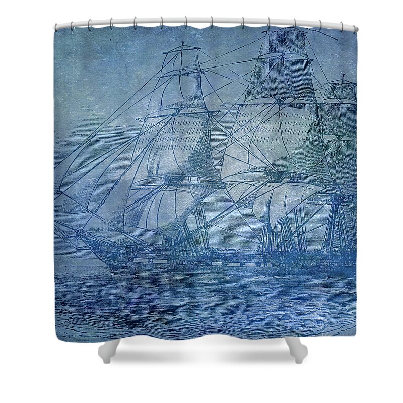 Ocean Shower Curtain featuring the digital art Ship 2 by Angelina Tamez