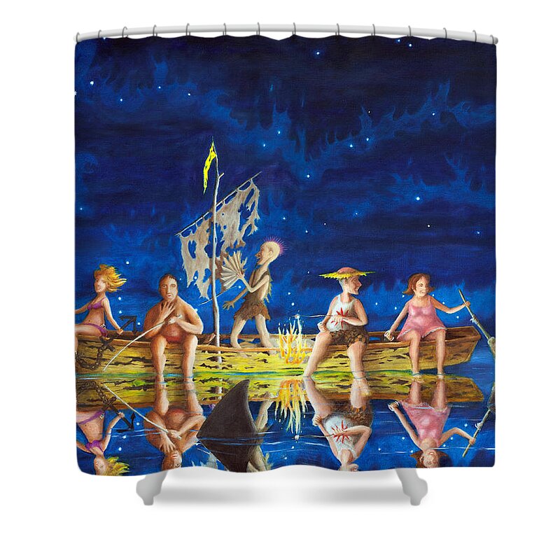 Ship Of Fools Shower Curtain featuring the painting Ship of Fools by Matt Konar