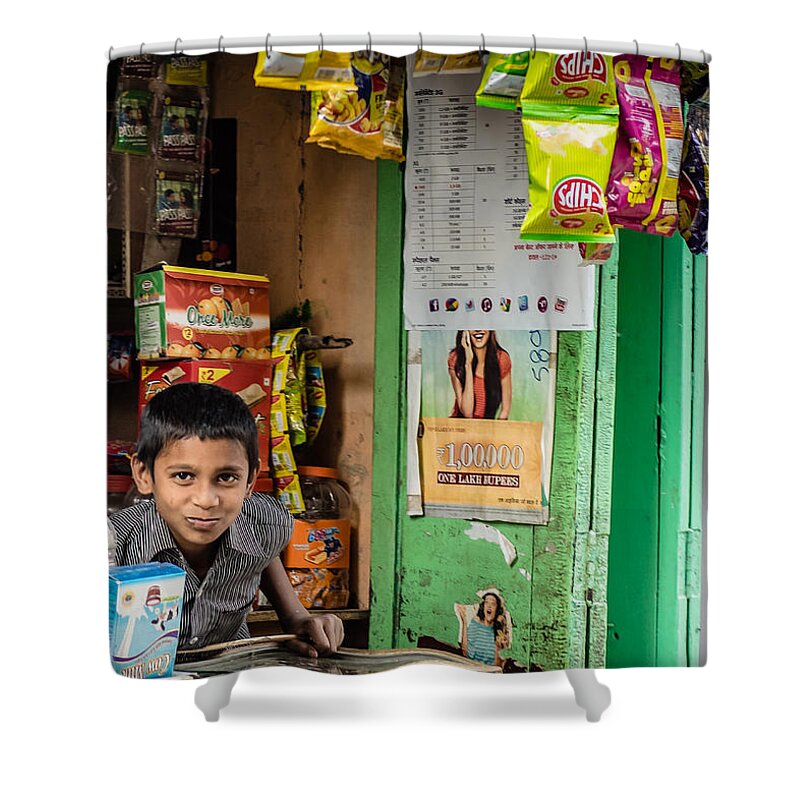 India Shower Curtain featuring the photograph Shop Keep by Scott Wyatt