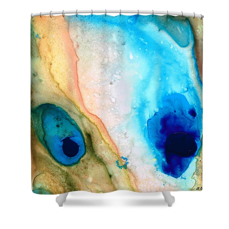Abstract Art Shower Curtain featuring the painting Shoreline - Abstract Art By Sharon Cummings by Sharon Cummings