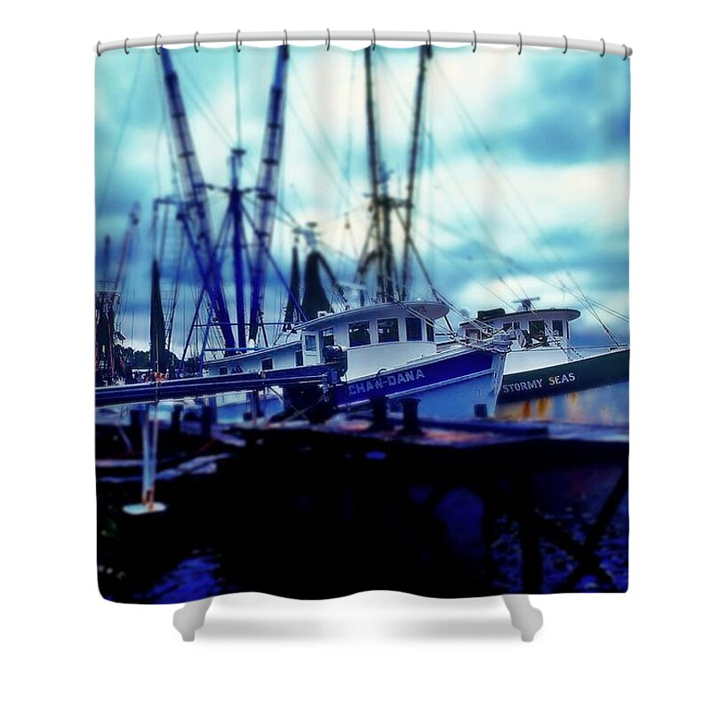 Fine Art Shower Curtain featuring the photograph Shrimp Boats by Rodney Lee Williams