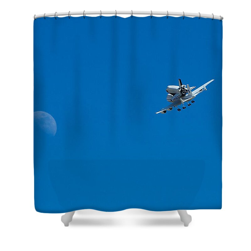 Shuttle Shower Curtain featuring the photograph Shuttle to the Moon by Richard J Cassato