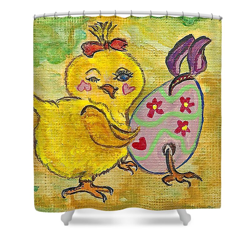 Whimsical Shower Curtain featuring the painting Sibling Rivalry by Ella Kaye Dickey