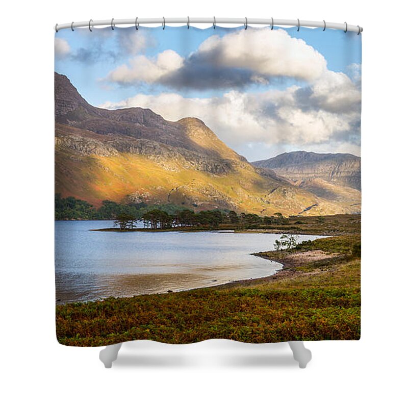 Slioch Shower Curtain featuring the photograph Slioch from Loch Maree by Gary Eason