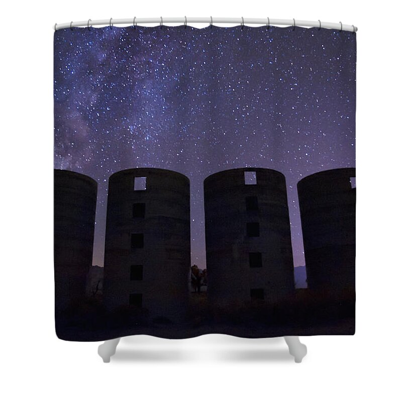 Night Shower Curtain featuring the photograph Silos at Night by Cat Connor