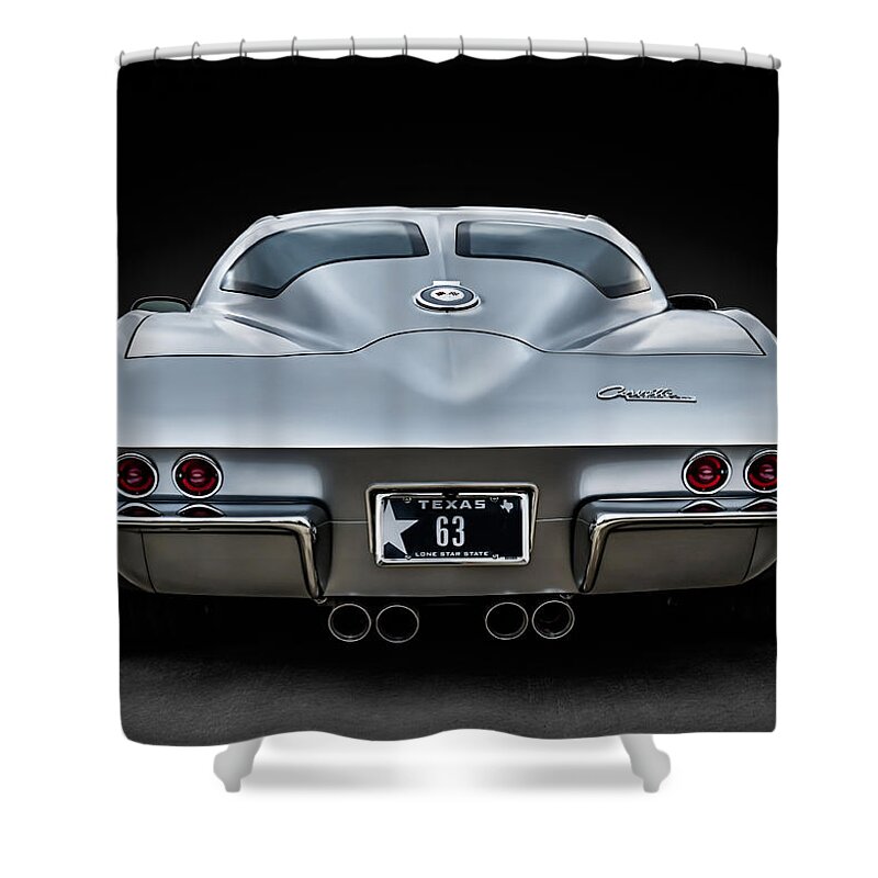 Corvette Shower Curtain featuring the digital art Silver '63 by Douglas Pittman