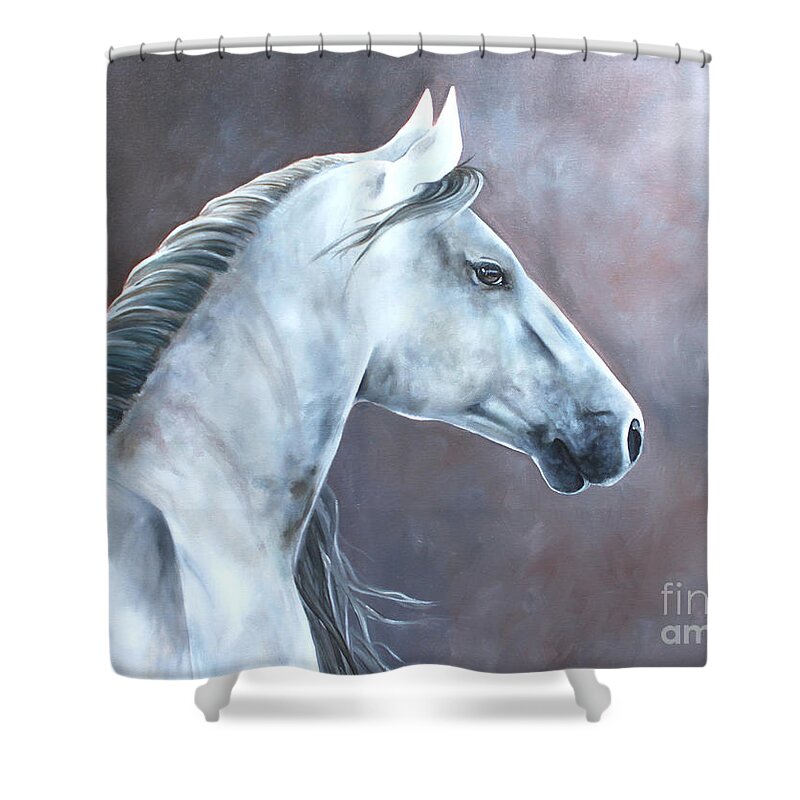 White Horse Shower Curtain featuring the painting Simplicity by Debbie Hart