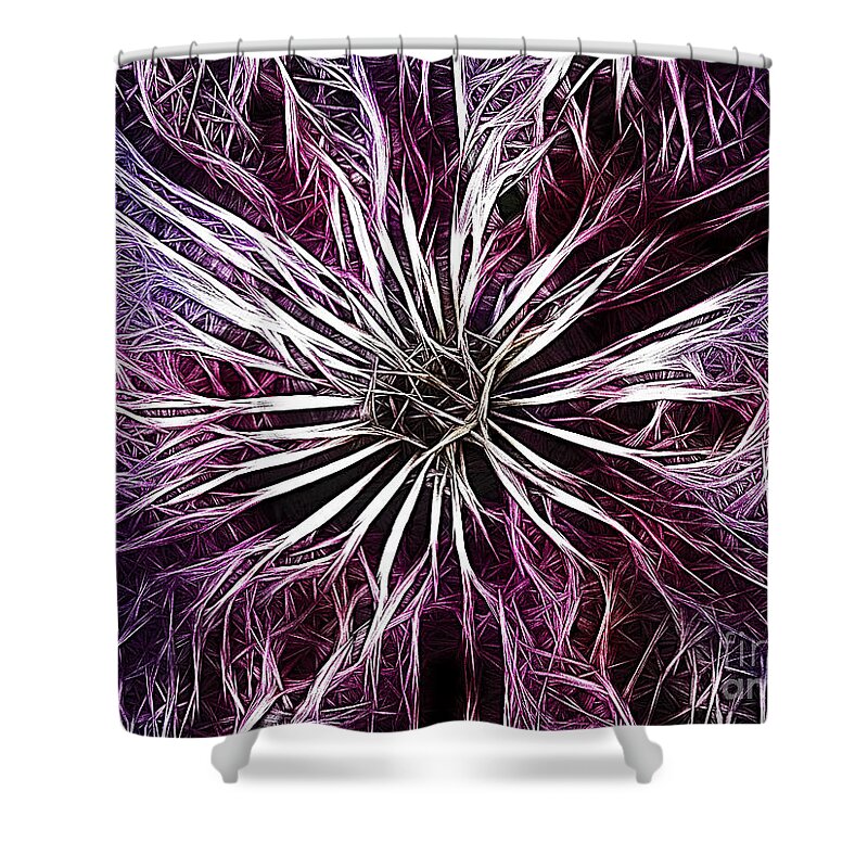 Flower Shower Curtain featuring the digital art Clematis Sinews by Bel Menpes