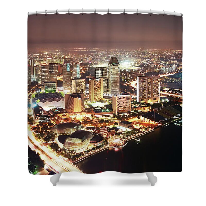 Southeast Asia Shower Curtain featuring the photograph Singapore Aerial View by Rusm