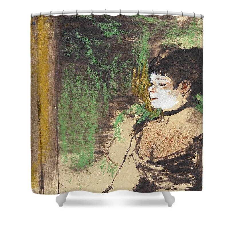  Edgar Degas Shower Curtain featuring the drawing Singer in a Cafe Concert by Edgar Degas