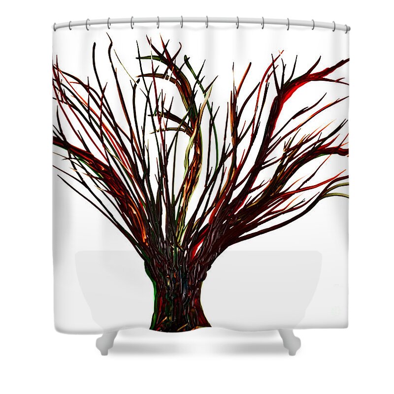 Tree Shower Curtain featuring the painting Single bare tree isolated by Simon Bratt