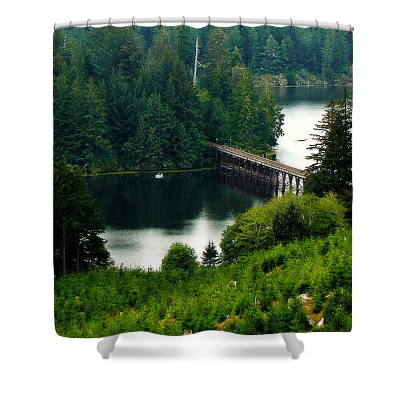 River Shower Curtain featuring the photograph Single Boat by KATIE Vigil