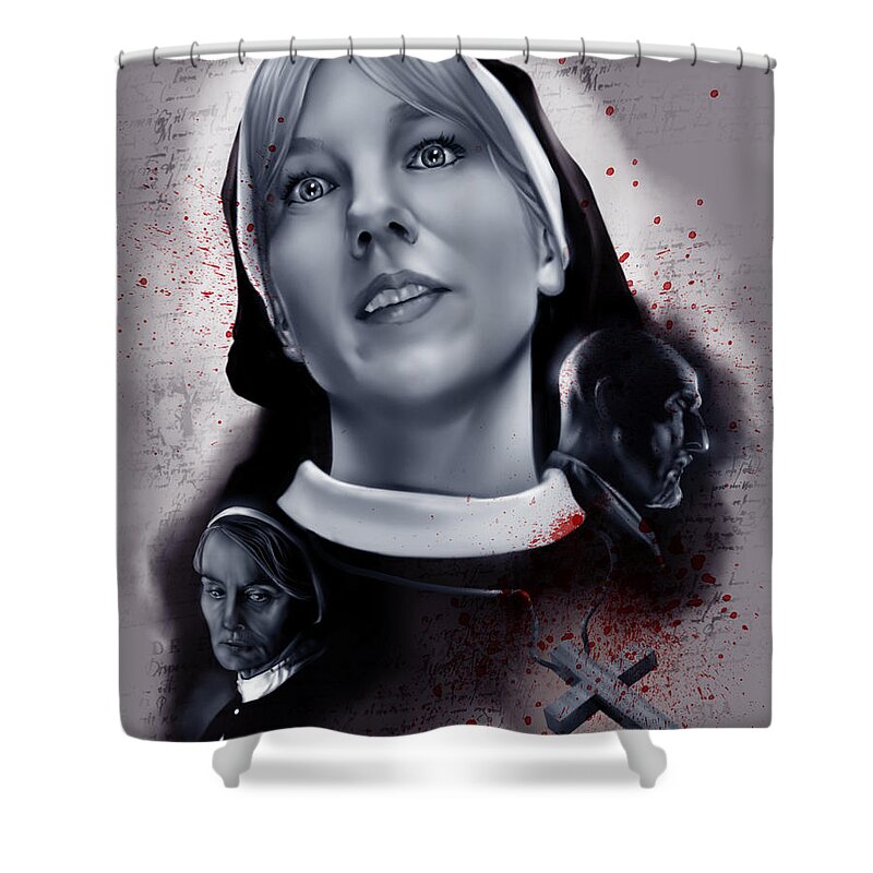 Pete Shower Curtain featuring the painting Sister Mary Eunice by Pete Tapang