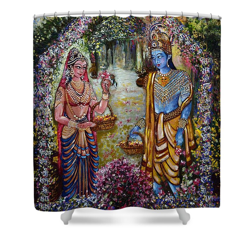 Rama Shower Curtain featuring the painting Sita Ram by Harsh Malik