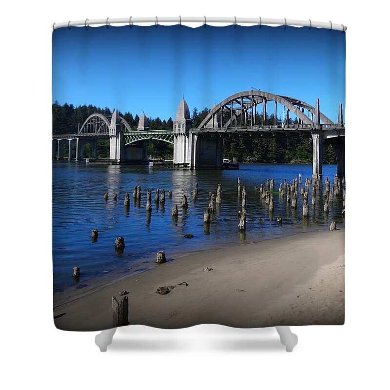 Bridge Shower Curtain featuring the photograph Siuslaw River Bridge Oregon by Nick Kloepping