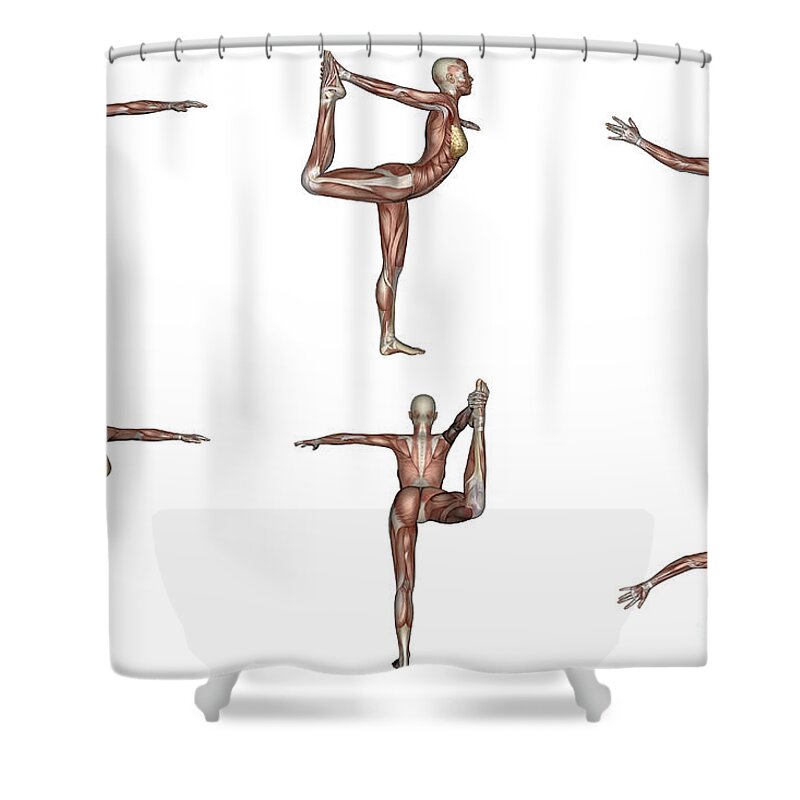 Six Different Views Of Dancer Yoga Pose Shower Curtain For Sale By 