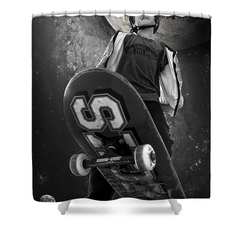 Skateboarding Shower Curtain featuring the photograph Skate the Universe by Kevin Cable
