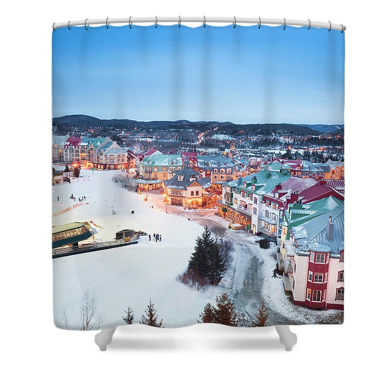 Treetop Shower Curtain featuring the photograph Ski Lifts At Mont Tremblant Village by Pgiam