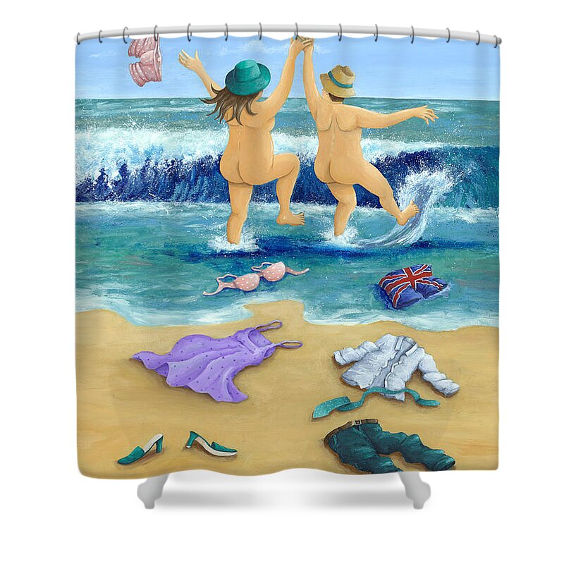 Skinny Dippers Shower Curtain by MGL Meiklejohn Graphics Licensing - Pixels