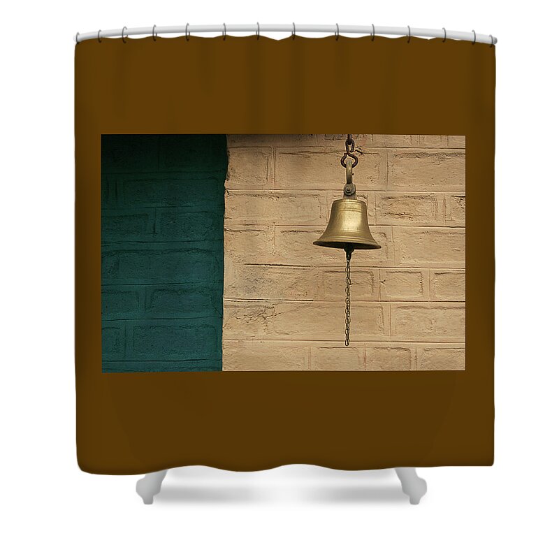 Abstract Shower Curtain featuring the photograph SKC 0005 Doorbell by Sunil Kapadia
