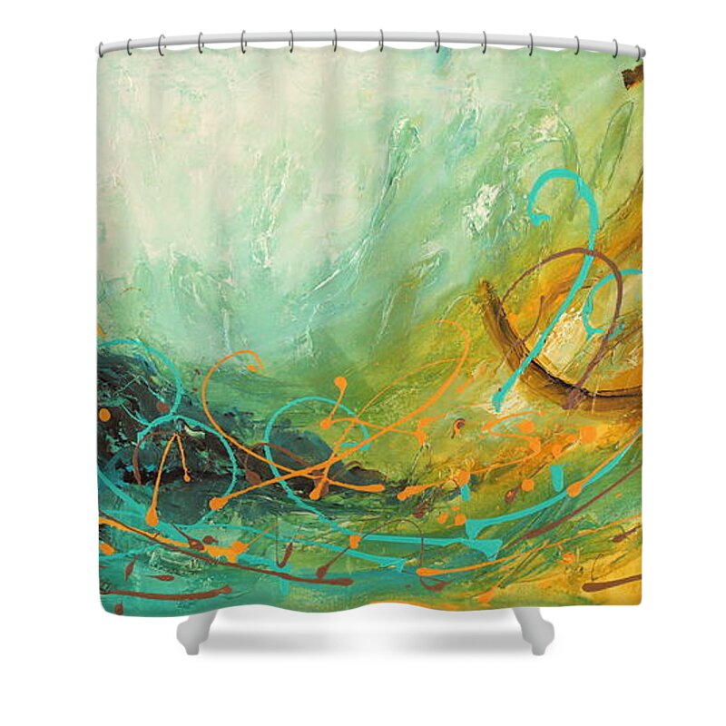 Contemporary Paintings Shower Curtain featuring the painting Sky Sailing by Preethi Mathialagan