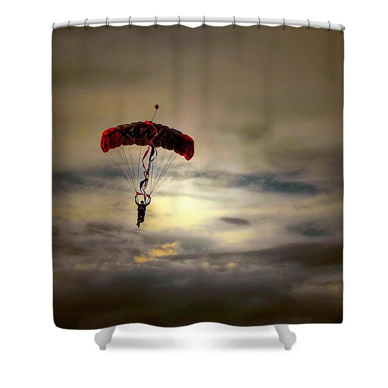 Skydiver Shower Curtain featuring the photograph Evening Skydiver by Dyle  Warren