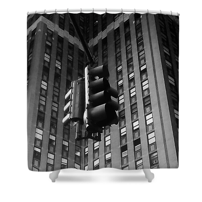Skyscraper Shower Curtain featuring the photograph Skyscraper Framed Traffic Light by James Aiken