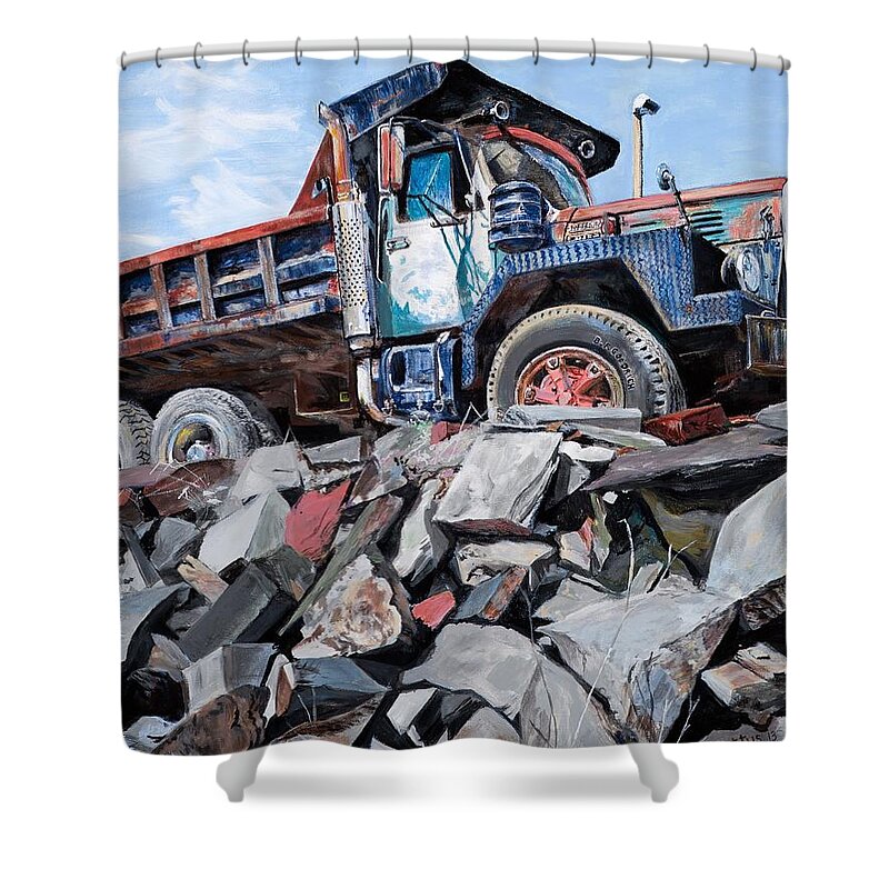 Truck Shower Curtain featuring the painting Slate Truck by Chrissey Dittus