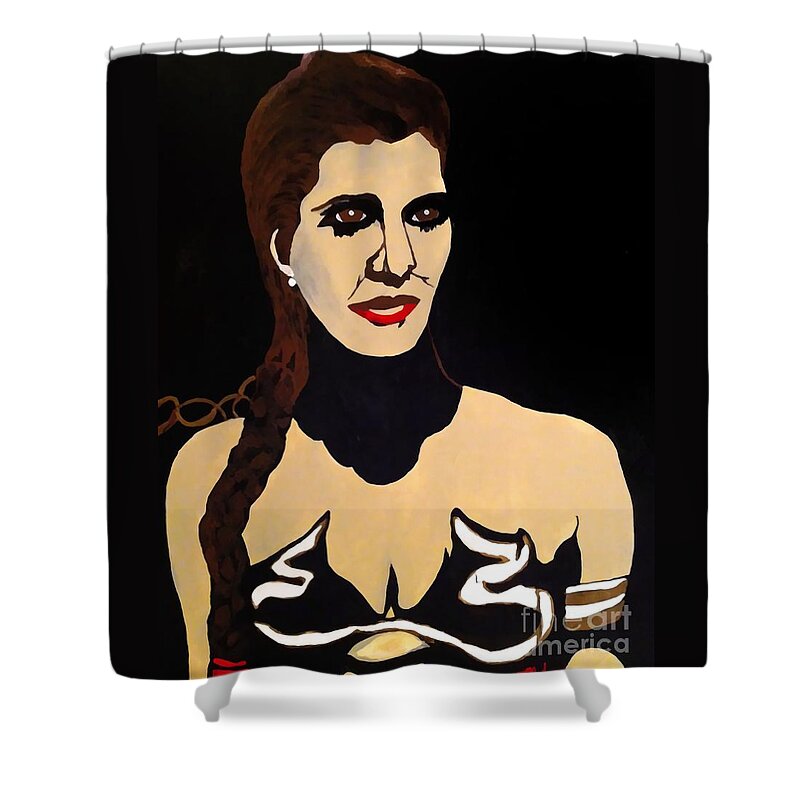 Slave Leia Impression Shower Curtain featuring the painting Slave Leia Artistic Impression--Lg by Saundra Myles