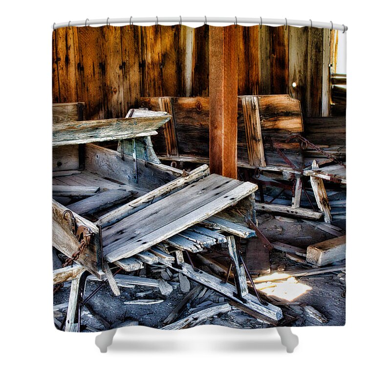 Bodie Shower Curtain featuring the photograph Sled Decay by Lana Trussell
