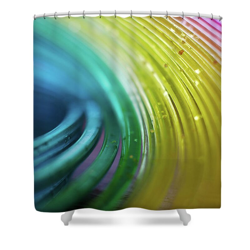 Toy Shower Curtain featuring the photograph Slinky Toy Up Close by My Inner Child Photography