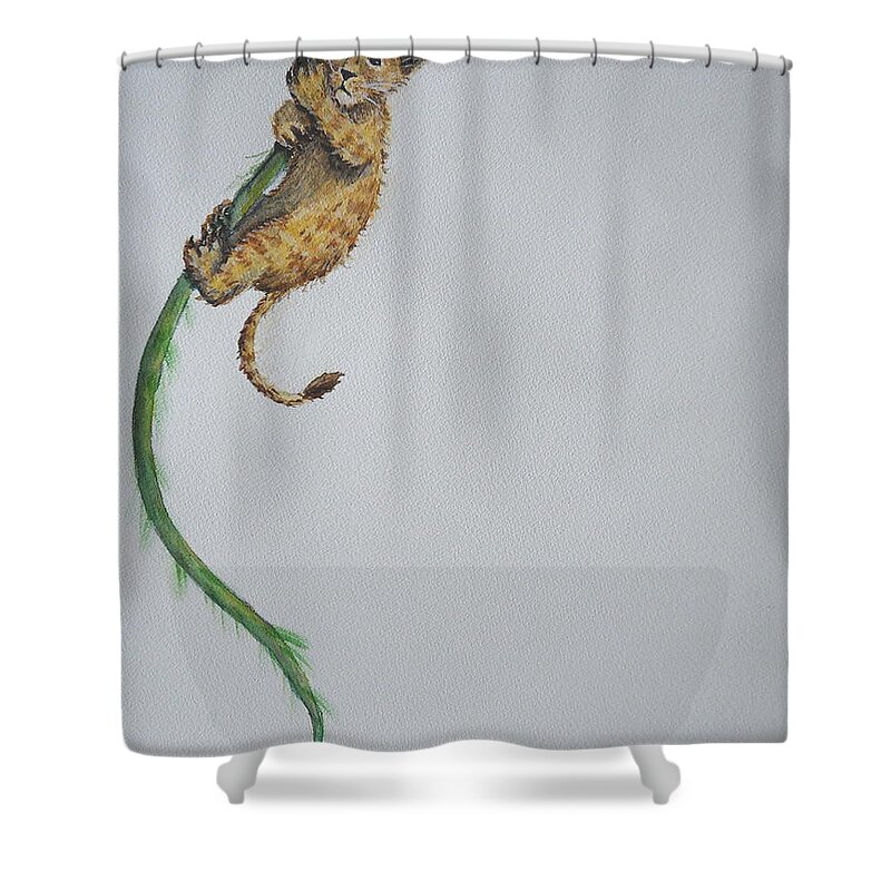 Lion Shower Curtain featuring the painting Slowly The Vine Began To Rip by Sheena Kohlmeyer