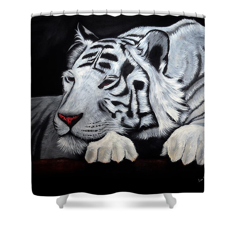 Tigers Shower Curtain featuring the painting Slumbersome by Lee Winter