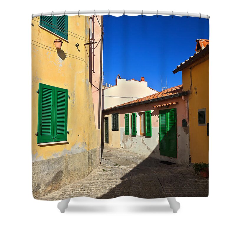 Capoliveri Shower Curtain featuring the photograph small street in Capoliveri by Antonio Scarpi